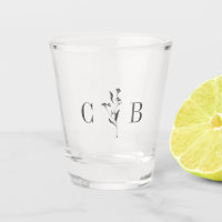 Simple Botanical White Monogram Initial Wedding