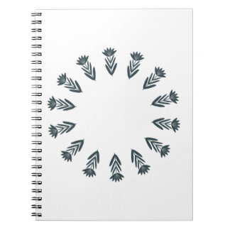 Simple botanical wreath of plants on white backgro notebook