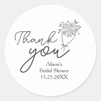 Simple Bouquet of flowers bridal shower thank You Classic Round Sticker
