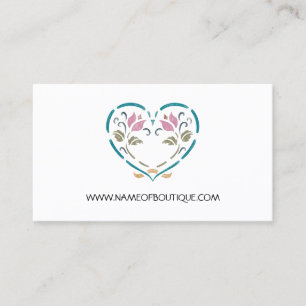 Simple Boutique Elegant Chalkboard Floral Heart Business Card