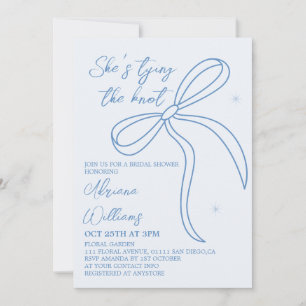 Simple Bow Bridal Shower Blue Invitation