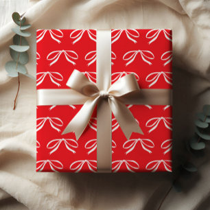 Simple Bow Christmas Holiday Gift Wrapping Paper Sheet