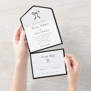 Simple Bow Classic Wedding All In One Invitation