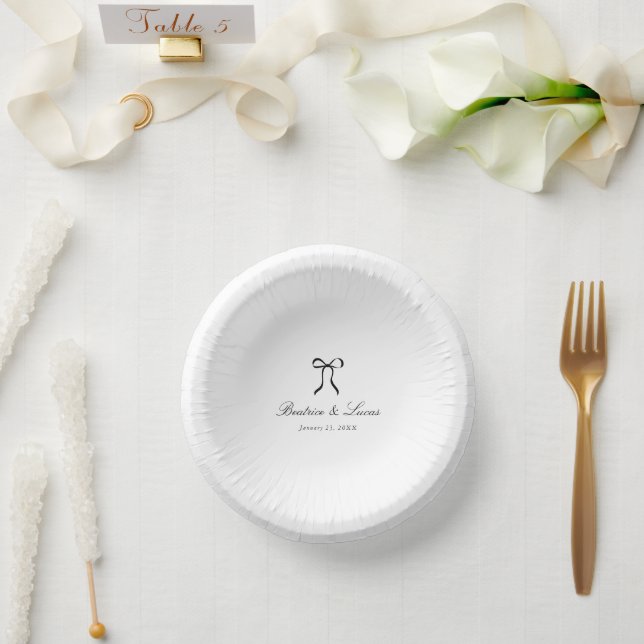 Simple Bow Classic Wedding Paper Plate (Wedding)