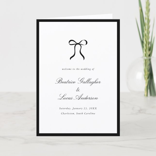 Simple Bow Classic Wedding Program (Front)
