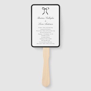Simple Bow Classic Wedding Program Hand Fan
