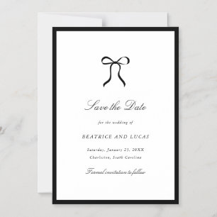 Simple Bow Classic Wedding Save the Date Magnetic Invitation