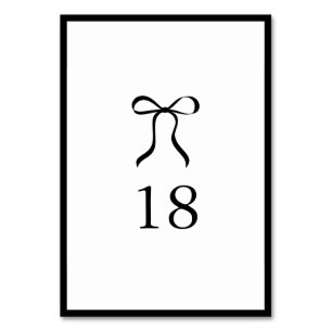 Simple Bow Classic Wedding Table Number