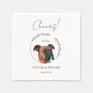 Simple Boxer Dog Wedding Cocktail  Napkin