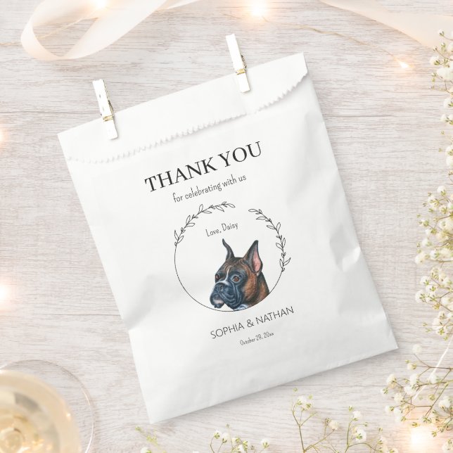Simple Boxer Dog Wedding Thank You Favour Bag (Clipped)