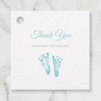 Simple Boy Baby Shower Thank You Blue Footprints Favour Tags