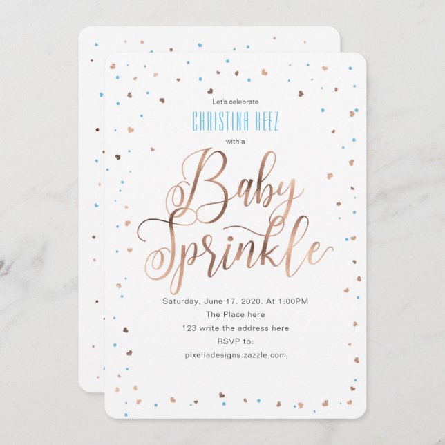 Simple, boy, Sprinkle with Love, Baby Sprinkle Invitation (Front/Back)