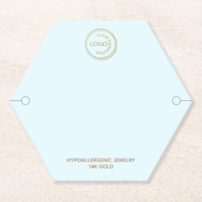 Simple Bracelet Display with Logo on Light Blue Paper Coaster (Front)