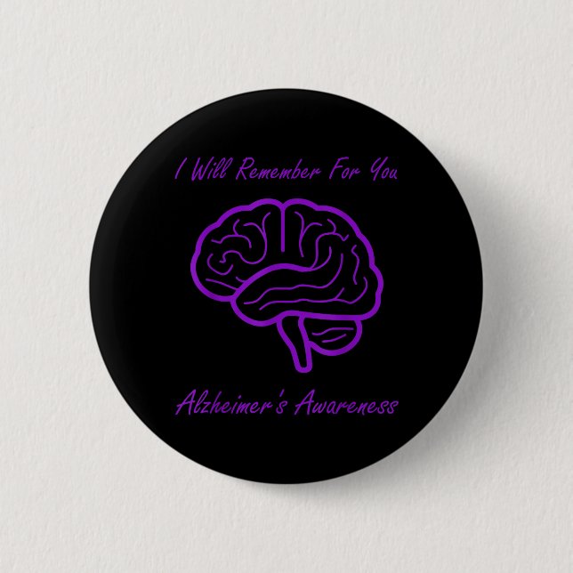 Simple brain remember for alzheimers awareness 6 cm round badge (Front)