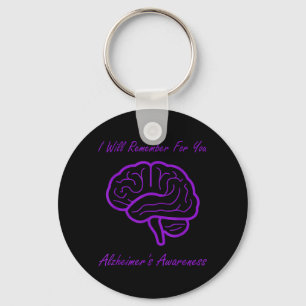 Simple brain remember for alzheimers awareness key ring