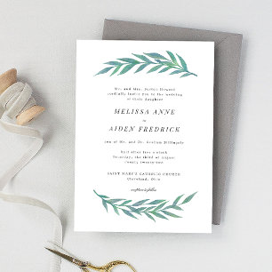 Simple Branch Formal Wording Winter Wedding Invitation