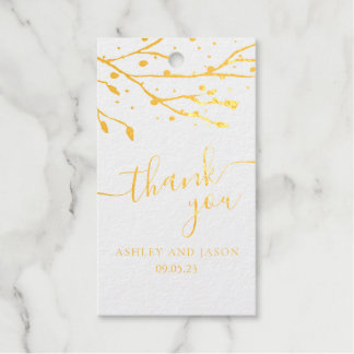Simple Branch Thank You Foil Gift Tag