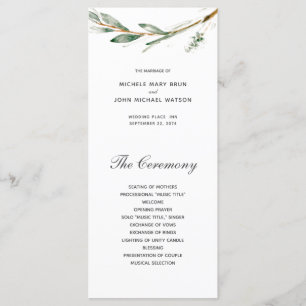 Simple Branch Wedding Program Rack Cards