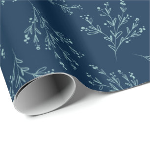 Simple Branches Fall Colour Palette Oxford Blue Wrapping Paper