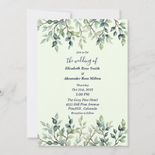 Simple branches of leaves wedding invitation