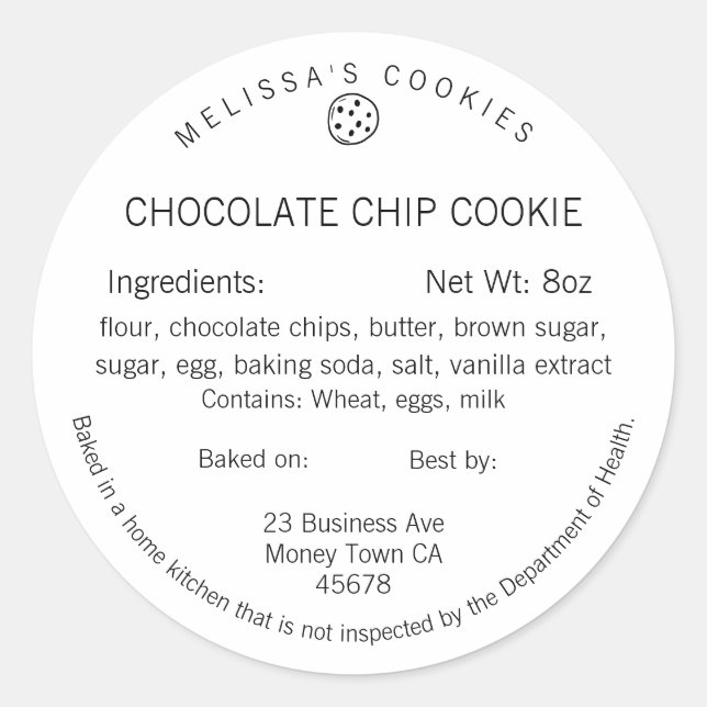 Simple Brand Ready Bakery Ingredient Label (Front)
