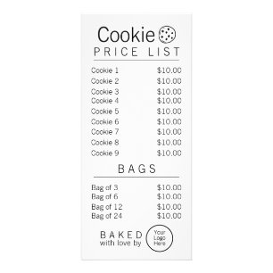 Simple Brand Ready Bakery Price List Rack Card