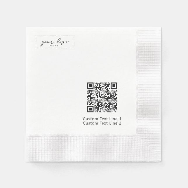 Simple Branded Business Logo QR Code Promotional Napkin (Front)