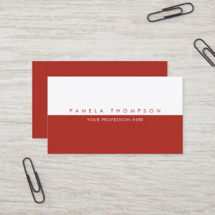 Simple brick-red and white minimalist elegant business card