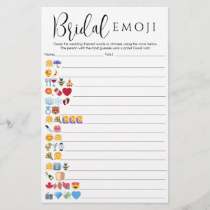 Simple Bridal Emoji Answers Included Pictionary Flyer
