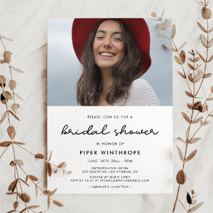 Simple bridal shower photo invitation