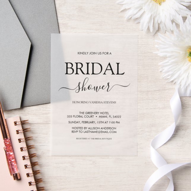  Simple Bridal Shower  Vellum Invitations (Wedding)