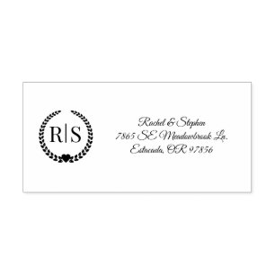 Simple Bride and Groom Monogram Return Address Self-inking Stamp