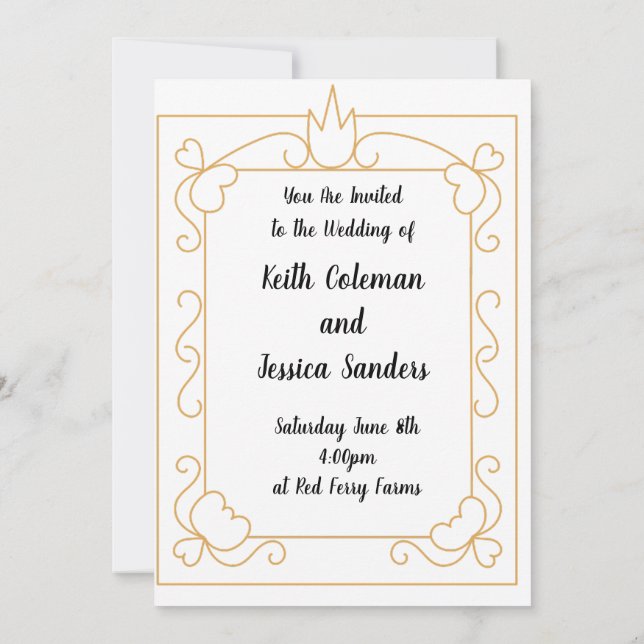 Simple Bride and Groom Wedding Invitation (Back)