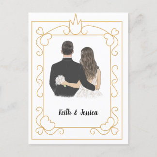 Simple Bride and Groom Wedding Postcard