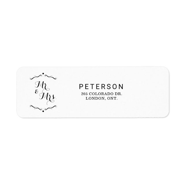 Simple Bride and Groom White Return Address Label (Front)