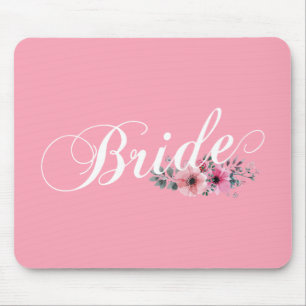 Simple Bride Floral Calligraphy   Mousepad