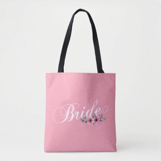 Simple Bride Floral Calligraphy | Tote Bag (Front)