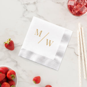 Simple Bride Groom Wedding 2 Initial Monogram D Foil Napkins