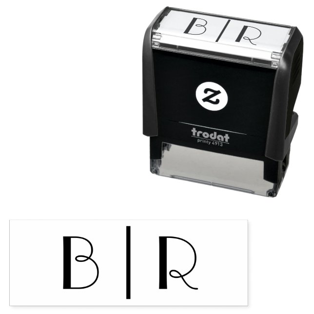 Simple Bride Groom Wedding 2 Initial Monogram VSP Self-inking Stamp (In Situ)