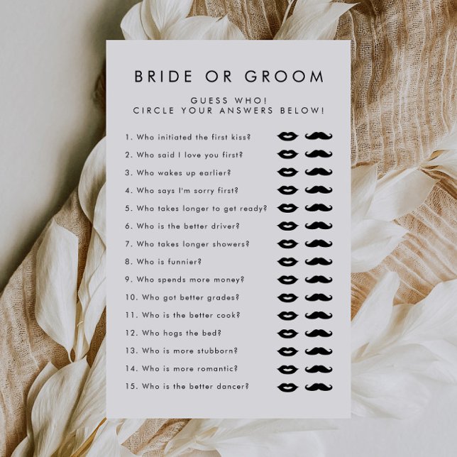 Simple Bride Or Groom Wedding Bridal Shower Game (Creator Uploaded)