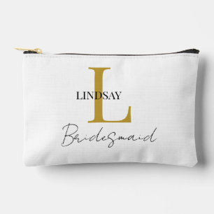 Simple Bridesmaid gift monogram, name  Accessory Pouch