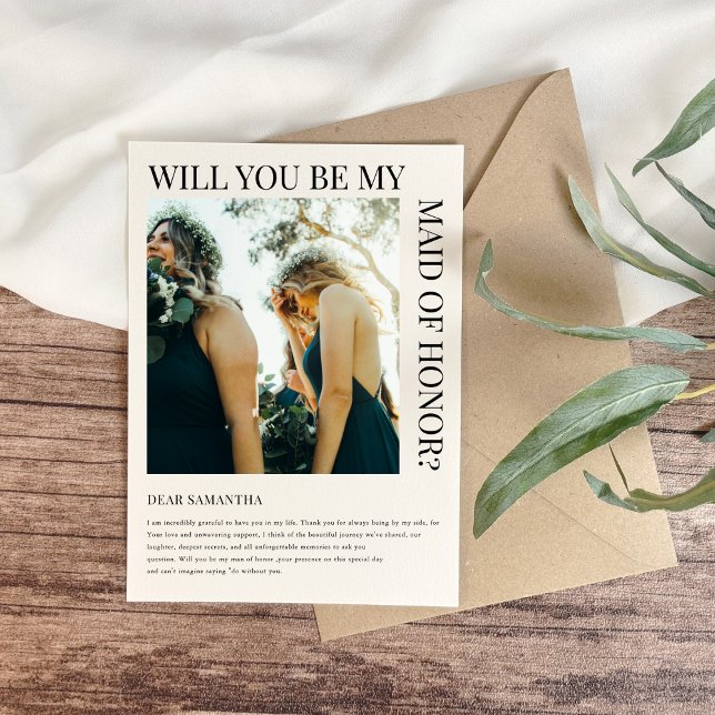 Simple Bridesmaid Proposal Photo Card  (Creator Uploaded)