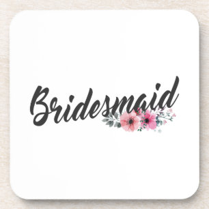 Simple Bridesmaid Wedding Calligraphy   Coaster