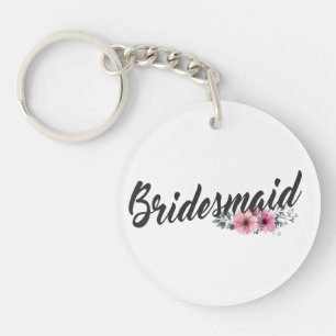 Simple Bridesmaid Wedding Calligraphy Keychain