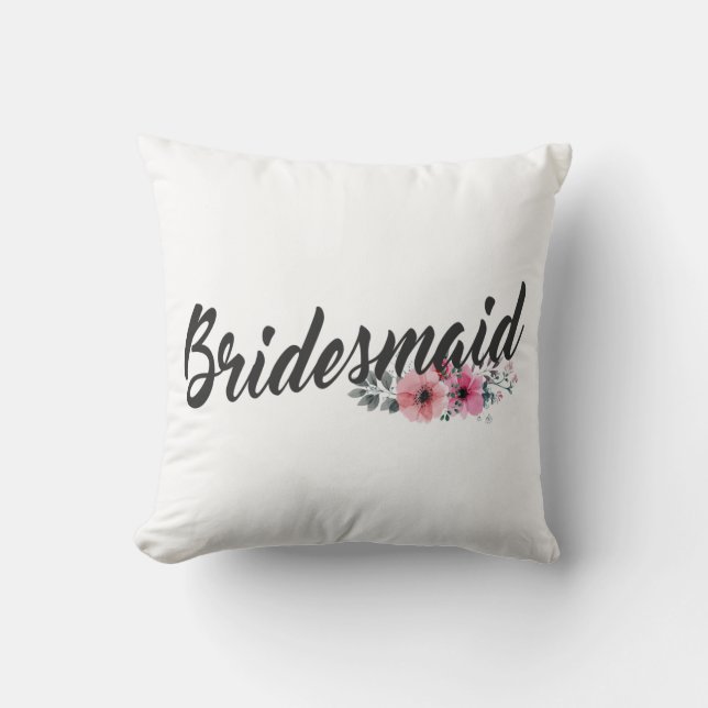 Simple Bridesmaid Wedding Calligraphy Throw Pillow (Front)