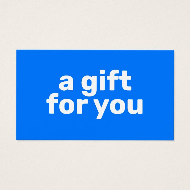 Simple Bright Blue Bold Modern Gift Certificate (Front)