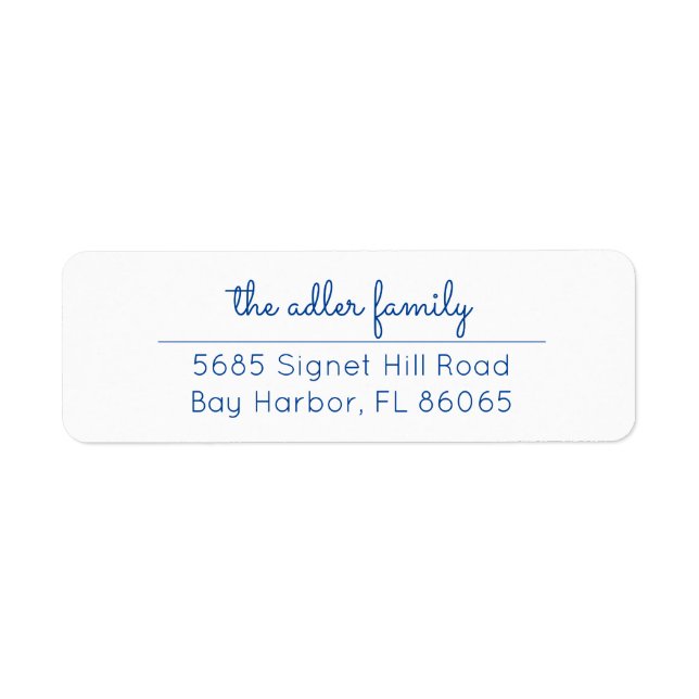Simple Bright Blue Return Address Label (Front)