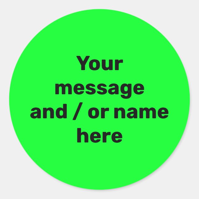 Simple Bright Bold Green Modern Vibrant Classic Round Sticker (Front)