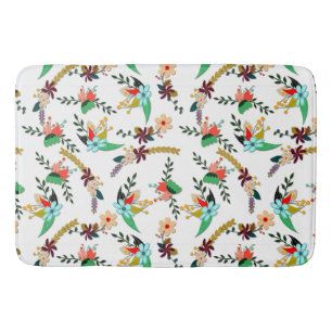 Simple Bright Floral Pattern Bath Mat