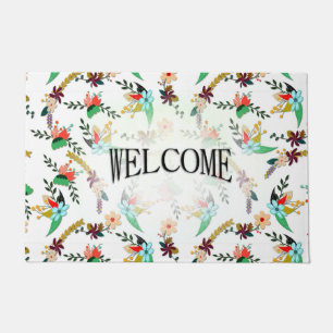 Simple Bright Floral Pattern Welcome Doormat